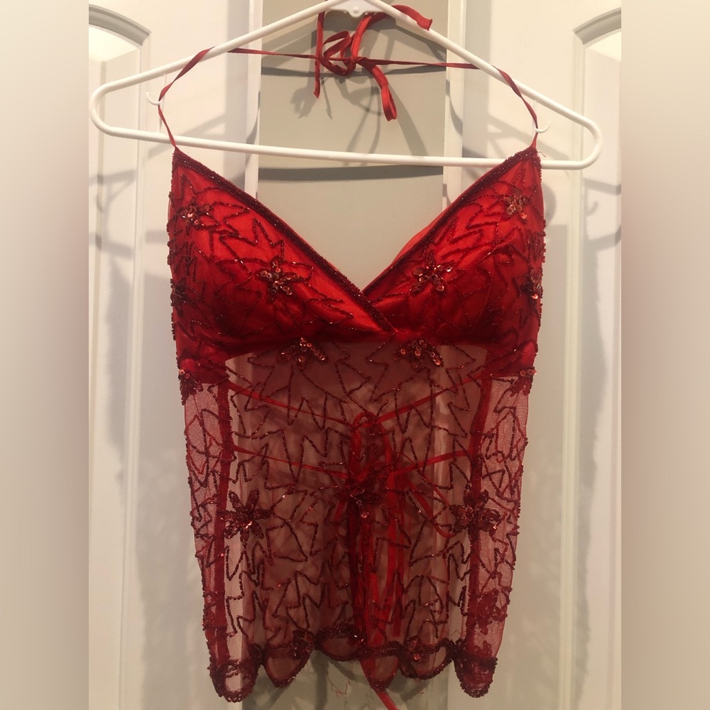 Beaded Rave Festival Halter Open Back Top